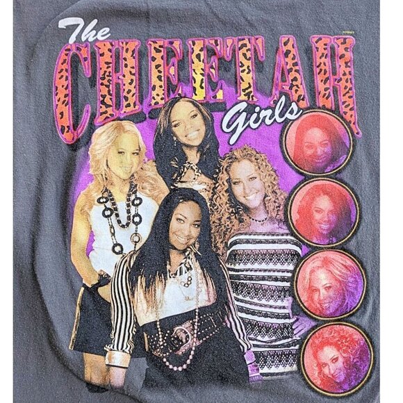 Vintage Y2K CHEETAH GIRLS Gray 100% Cotton Fan Graphic T-Shirt Womens Size L - Picture 2 of 3